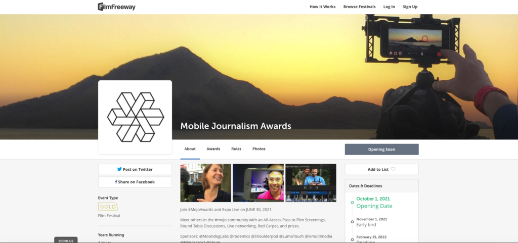 call for entries page
